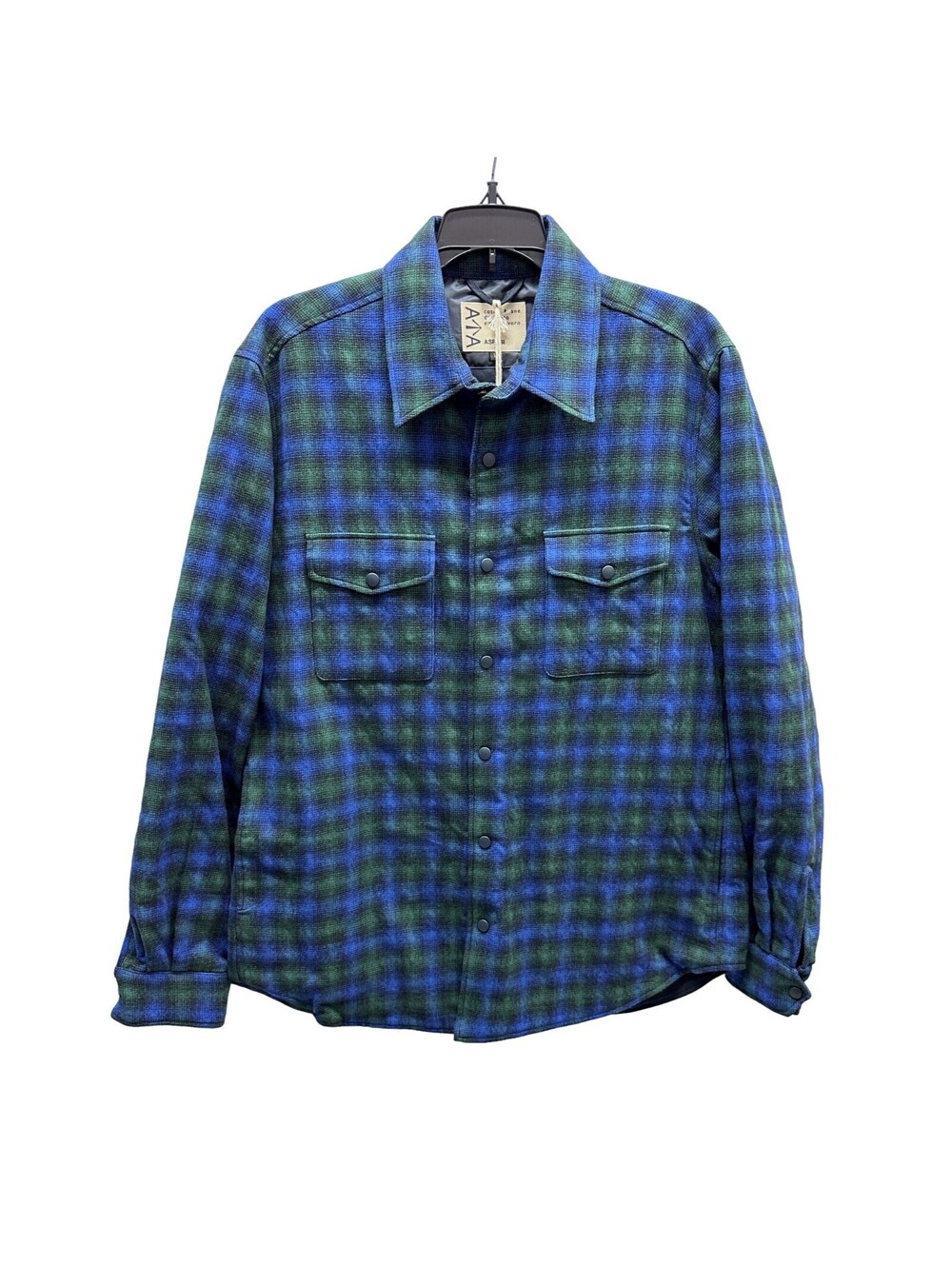 NEW Aspesi Italy Thermore Lined Plaid Flannel Snap Overshirt Large